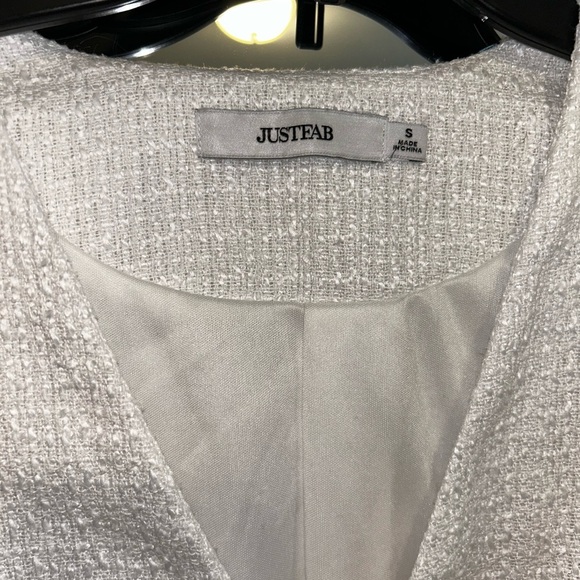 JustFab Elegant Cream Textured blazer Dress - Picture 3 of 3